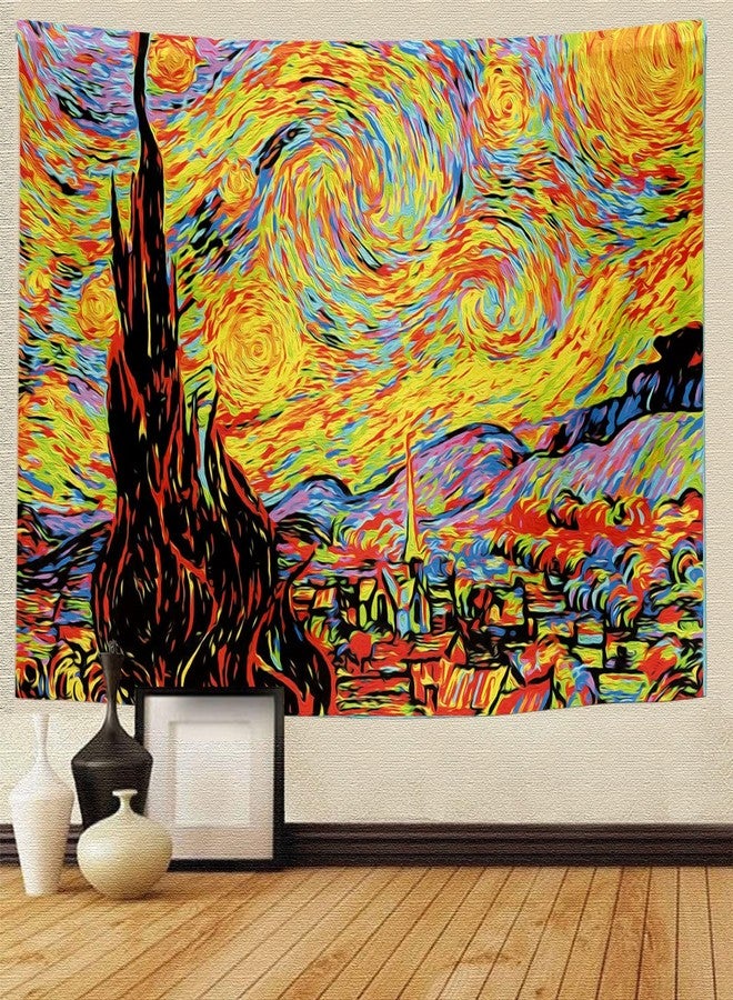 PSYHILAR Van Gogh UV Tapestry Blacklight for Bedroom, Starry Night Backdrop Black Light Posters for Adults and Teens (59 x 51 Inches) - Image 5
